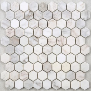 Белый медальон мозаики шестиугольника Каррары SDL40 белый для плиток кухни ванной комнаты