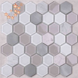 Новейший дизайн интерьера кухни и ванной комнаты Водоструйный шестигранный металлический стакан Мозаичный пол мозаичная плитка