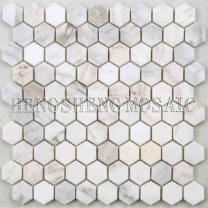 Последний дизайн полированная плитка мозаика шестиугольника белого мрамора Каррара для кухни всплеск стены