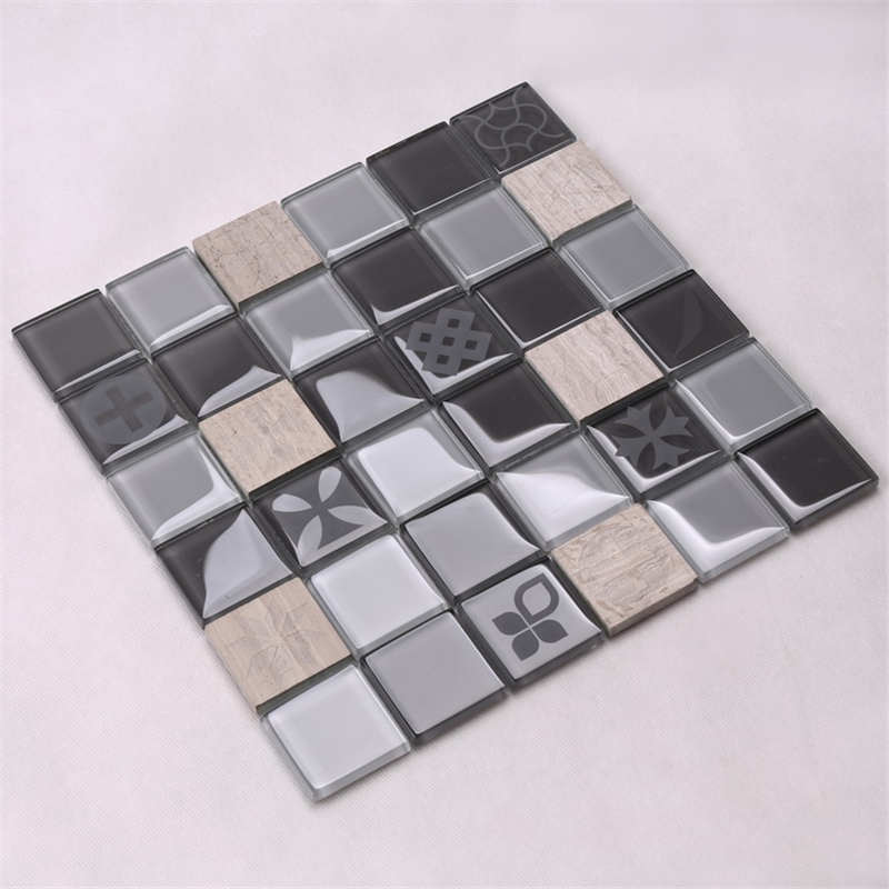 HSP08 Ванная комната Темно-серый пескоструйная обработка Мраморная мозаика Стеклянная мозаика