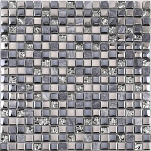 Высокое качество последние дизайн хрусталя мозаика смешать камень металл для кухни Backsplash настенная плитка глянцевый черный